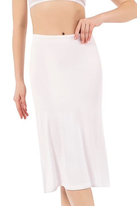 Viskon Diz Altı Astar Jüpon Kombinezon Özkan 26992 - Beyaz