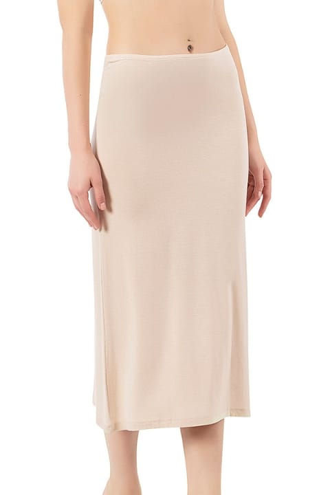 Kadın Viskon Uzun Diz Altı Kombinezon Özkan 26975 - Ten