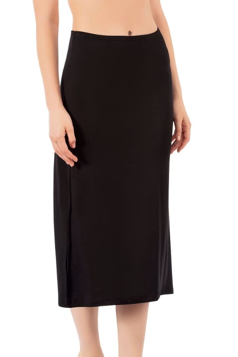 Kadın Viskon Uzun Diz Altı Kombinezon Özkan 26975 - Siyah