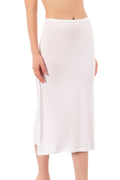 Kadın Viskon Uzun Diz Altı Kombinezon Özkan 26975 - Beyaz