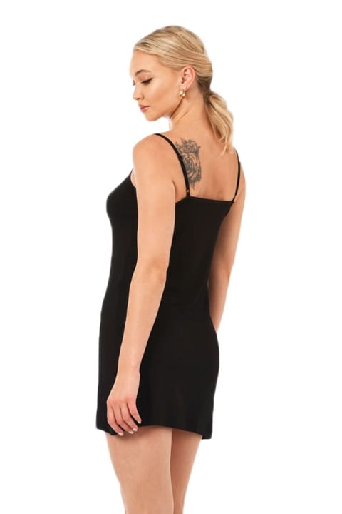 Esnek Viskon İp Askılı Kombinezon Kadın Gecelik Özkan 27190 - Siyah