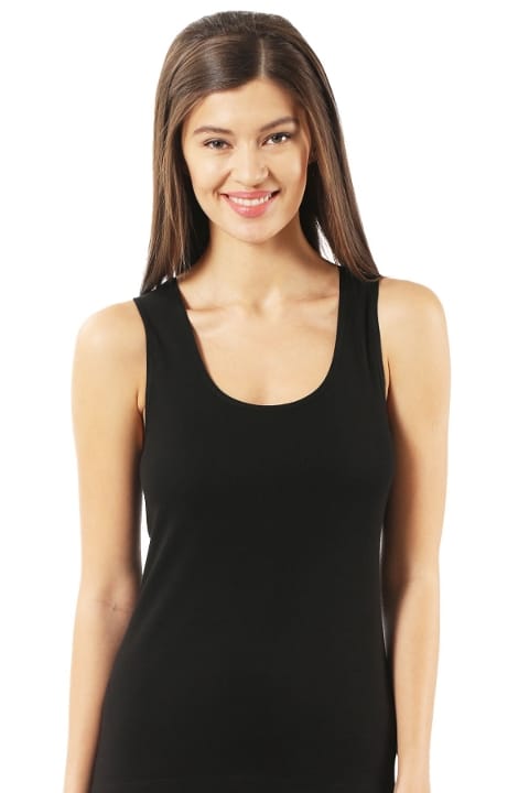 Kalın Askılı Pamuklu Likralı Esnek Kadın Atlet Özkan 23320 - Siyah