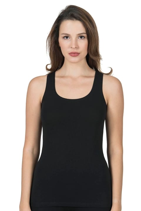 Kalın Askılı Pamuklu Likralı Esnek Kadın Atlet Özkan 23320 - Siyah