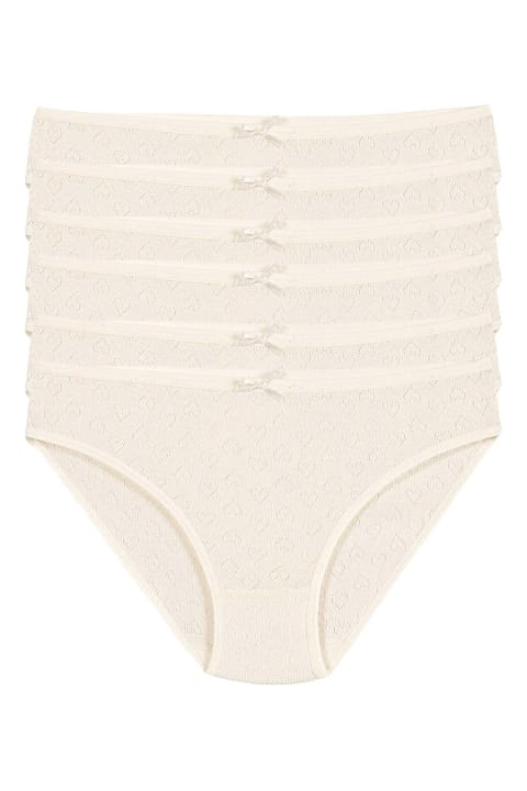 Yüksek Bel Pamuk Kadın Bikini Külot Ekru 6'lı Paket Yıldız 3577 - Ekru