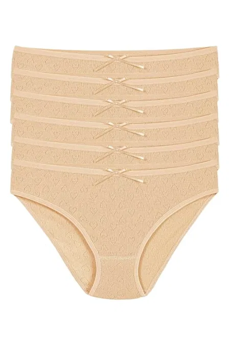 Yüksek Bel Pamuk Kadın Bikini Külot Yıldız 3576 - Ten