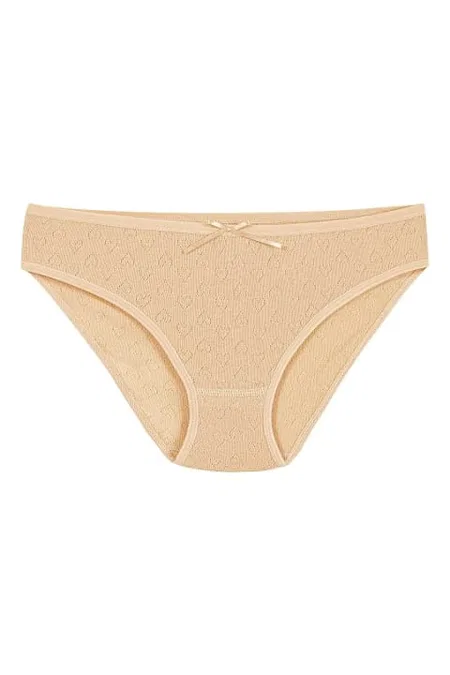 Yüksek Bel Pamuk Kadın Bikini Külot Yıldız 3576 - Ten