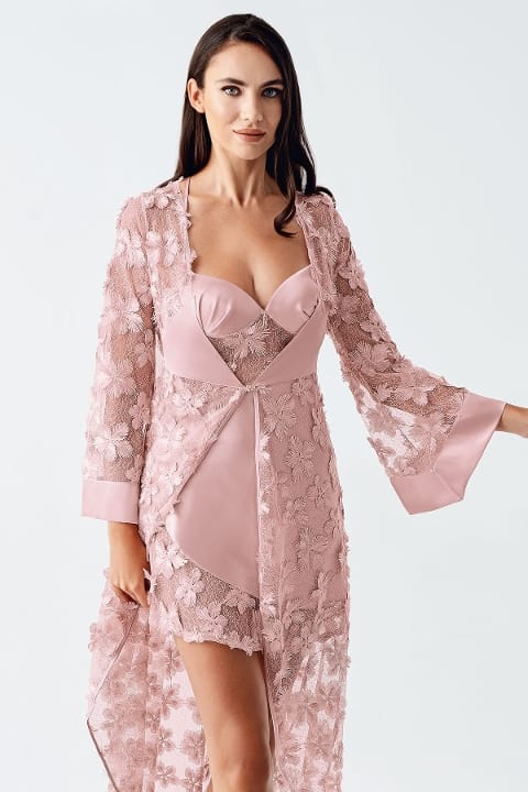 İmaj Kaplı Çapraz Askılı Saten Gecelik Takımı Siyah-Gri İmaj 2410 - Görsel 5