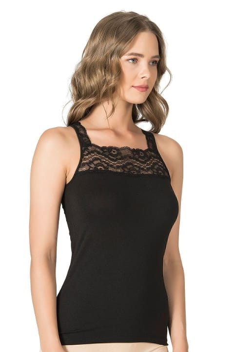 Modal Pamuklu Kare Yaka Atlet Özkan 25594 - Siyah