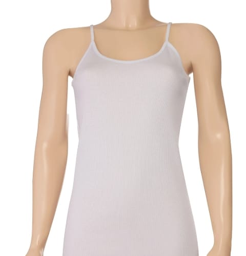 Yüksek Pamuklu İnce Askılı Kadın Atlet Yıldız 2044 - Beyaz