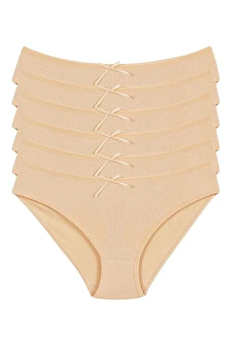 Yüksek Bel Likralı Bikini Külot Pamuk Yıldız 3551 - Ten