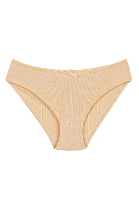 Yüksek Bel Likralı Bikini Külot Pamuk Yıldız 3551 - Ten