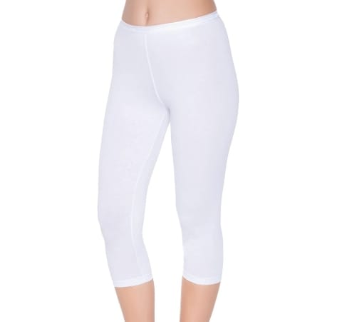 Kemerli Yüksek Bel Beyaz Kısa Tayt Yıldız 3649 - Beyaz