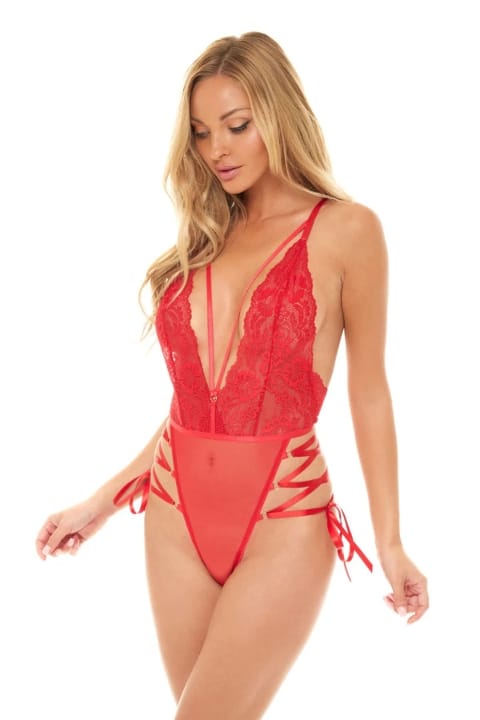 Kırmızı Dantel Ve Tül Detaylı Body For Dreams 8600