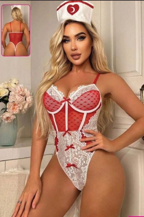 Kırmızı Fantezi Hemşire Kostümü For Dreams 8480