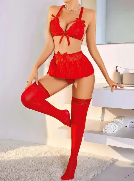 Jesica Bella Dantel Detaylı Kırmızı Jartiyer Takım Jesica Bella 00141 - Görsel 2