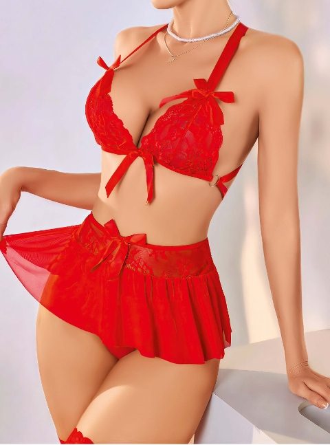 Jesica Bella Dantel Detaylı Kırmızı Jartiyer Takım Jesica Bella 00141 - Görsel 3