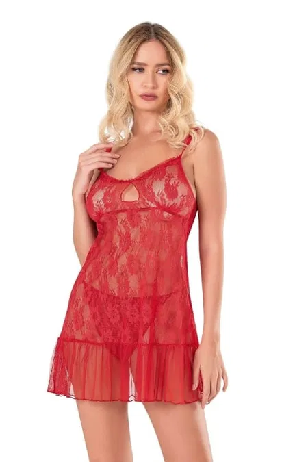 Kırmızı Tül Fantezi Body Tek Parça Ahu 4144 - Kırmızı