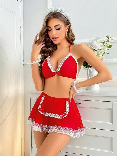 Kırmızı Fırfılı Kostüm Fantezi Kostüm Jesica Bella 00133 - Kırmızı