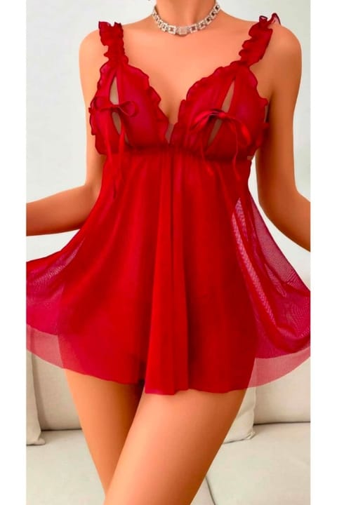 Ruselin Fırfırlı Tül Erotik Fantezi Body Ruselin 2109