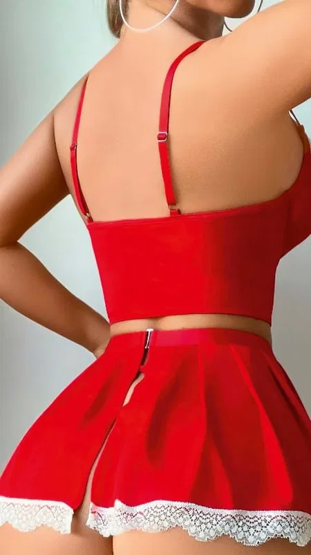 Lily Bianca Kırmızı Dantelli Fiyonklu Kostüm Fantezi İç Giyim Lily Bianca 131 - Görsel 2