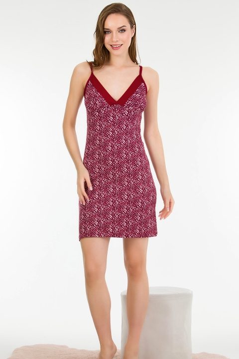 Kırmızı Dantel Detaylı Kadın Gecelik Lady 6176