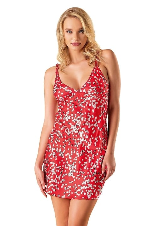 Kırmızı Saten Kadın Gecelik Ahu Lingerie 8145 - Kırmızı