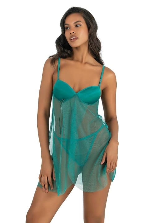 Kısa Asimetrik Kesim Tül Gecelik Ahu 4253