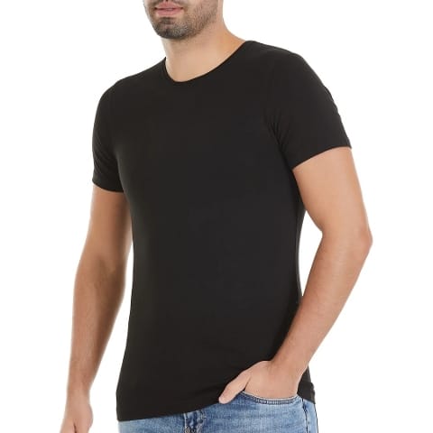 Kısa Kollu O-Yaka Bambu Erkek T-Shirt Siyah Yıldız 476 - Siyah