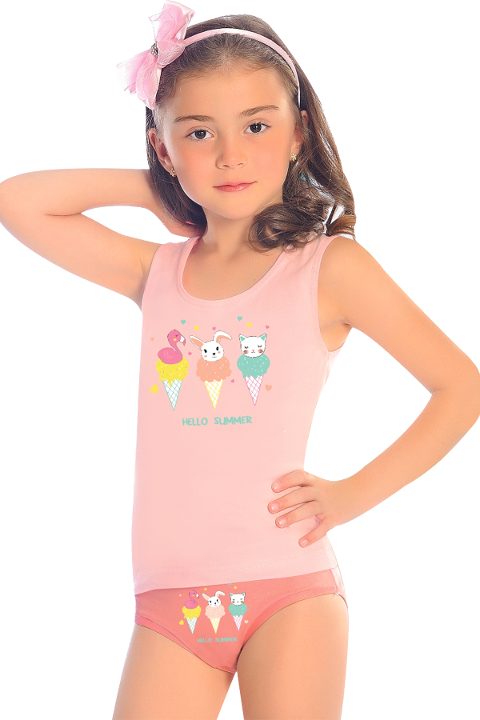 Pamuklu Likralı Geniş Askılı Kız Çocuk Atlet Öts 8636