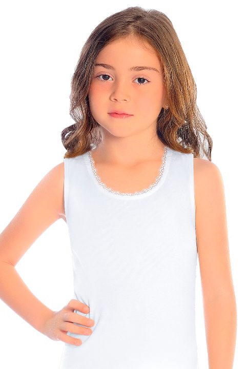 Kalın Askılı Dantel Detaylı Kız Çocuk Atlet Pamuk Ribana Öts 8038