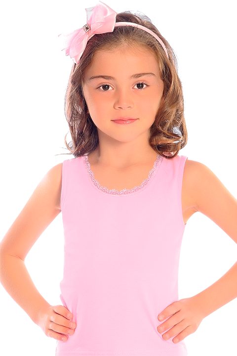Pamuk Ribana Geniş Askılı Kız Çocuk Atlet Öts 8018 - Pembe