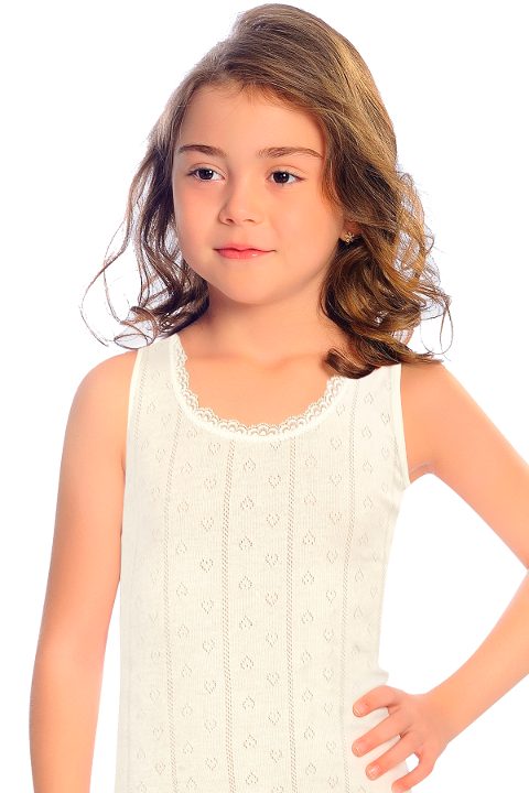 Öts İç Giyim Pamuk Ribana Geniş Askılı Kız Çocuk Atlet Öts 8014 - Görsel 3