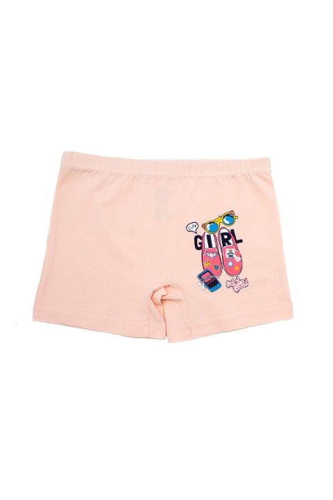 Pamuklu Lastikli Kız Çocuk Boxer Öts 8701 - Somon