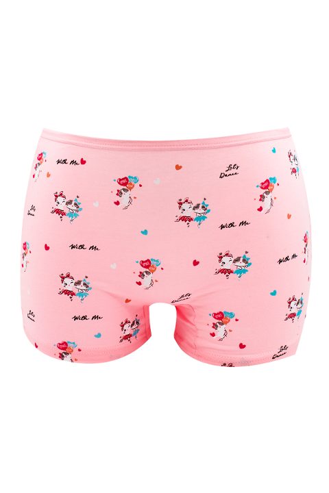 %100 Pamuklu Yumuşak Bel Lastikli Kız Çocuk Boxer Öts 8239 - Pembe