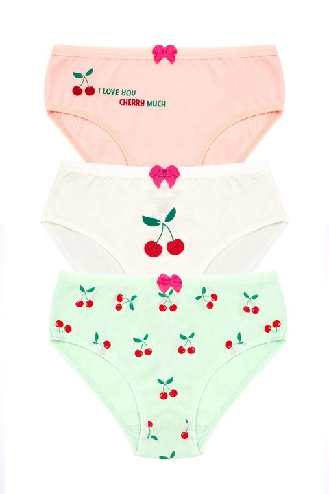 Pamuklu Kiraz Baskılı Kız Çocuk Külotu Öts 8818