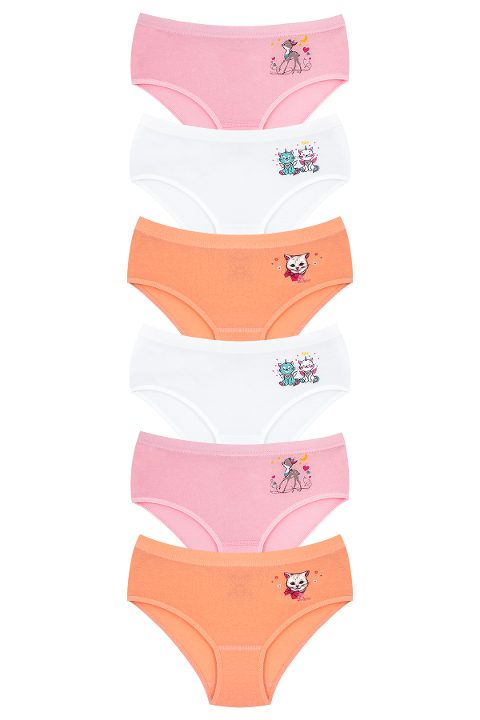 %100 Pamuklu Esnek Bel Lastiği Kız Çocuk Külot Öts 8348