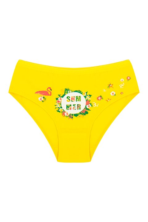 %100 Pamuklu Yumuşak Lastikli Kız Çocuk Külot Öts 8206 - Sarı