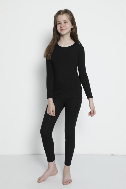 Termal Koruma Yumuşak Çocuk Alt Üst Takım Arma Yıldız 5557 - Siyah