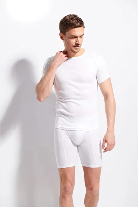 Ribana Kesim Pamuklu T-shirt Kolcu 1210 - Beyaz