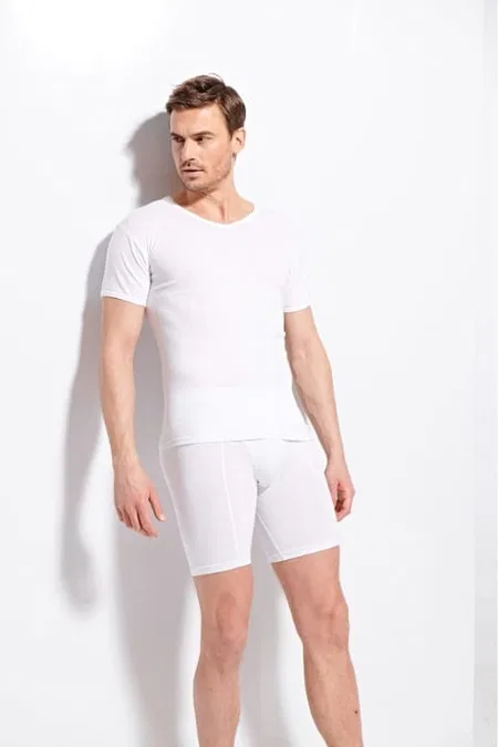 Ribana Kesim Pamuklu T-shirt Kolcu 1210 - Beyaz