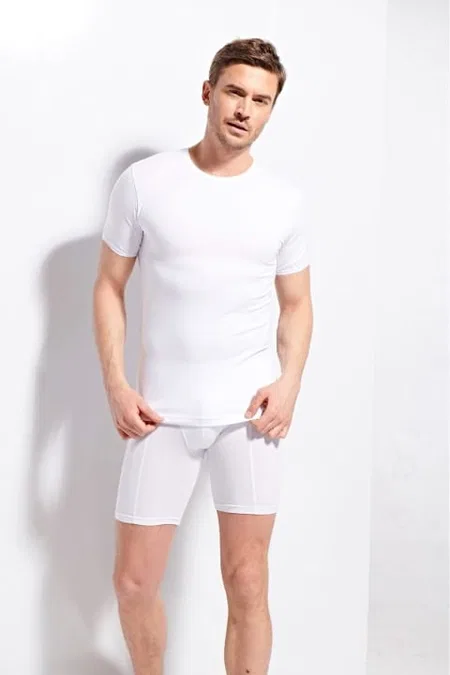 Ribana Kesim Pamuklu T-shirt Kolcu 1210 - Beyaz