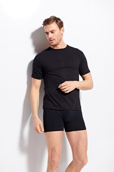 Ribana Kesim Pamuklu T-shirt Kolcu 1210 - Siyah