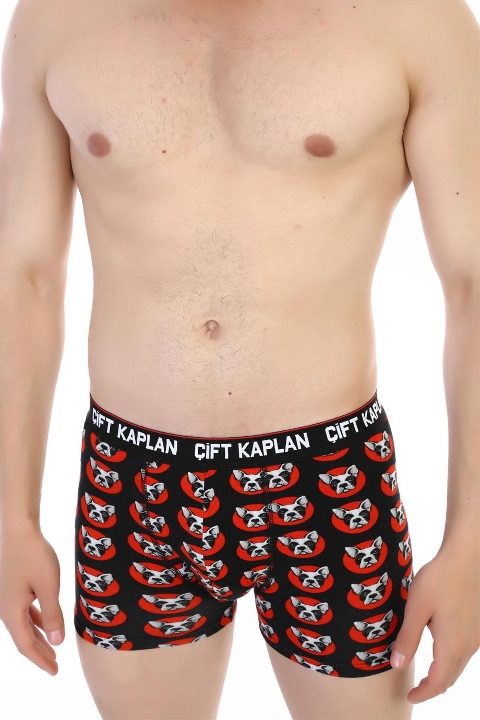 Köpek Desenli Pamuklu Erkek Boxer Çift Kaplan 796