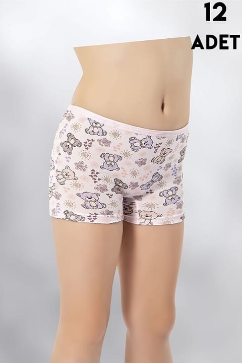 Rahat Pamuklu Mor Baskılı Kız Çocuk Boxer Kota 3400 - Asorti