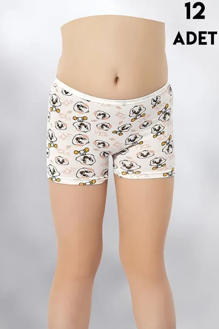 Rahat Pamuklu Mor Baskılı Kız Çocuk Boxer Kota 3400 - Asorti