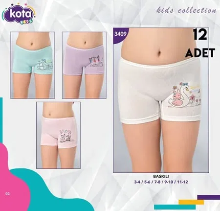 Geniş Askılı Pamuklu Kız Çocuk Boxer Takımı Kota 3409 - Asorti