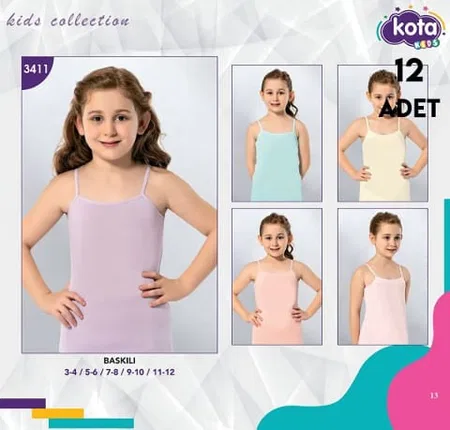Geniş Askılı Nefes Alan Kız Çocuk Atlet Kota 3411 - Asorti