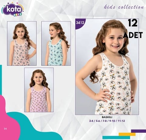 Kalın Askılı Mor Baskılı Kız Çocuk Atlet Kota 3412