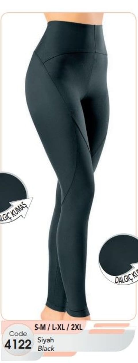 Yüksek Bel Dalgıç Kadın Tayt Somon Kota 4122 - 2