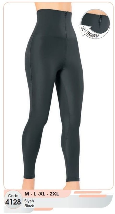 Gizli Fermuarlı Yüksek Bel Dalgıç Tayt Kota 4128 - Siyah